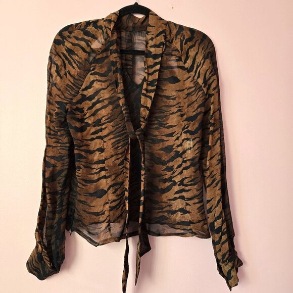 Diab'less Vintage Tiger Print Sheer Blouse size 2. Made in France - Picture 1 of 11